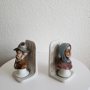 #Bookends Bust Figurience Elderly  Couple Detailed Porcelain Norleans #